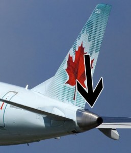 The APU exhaust of an Air Canada ERJ-190